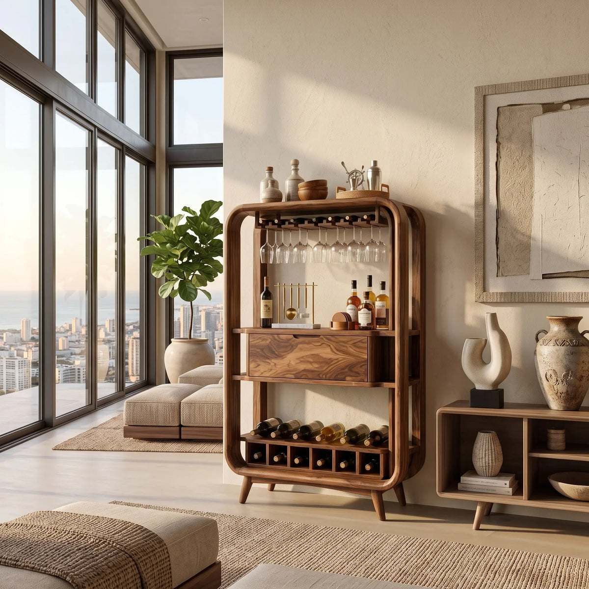 Handcrafted Organic Modern Home Bar Cabinet Tropical Retreat