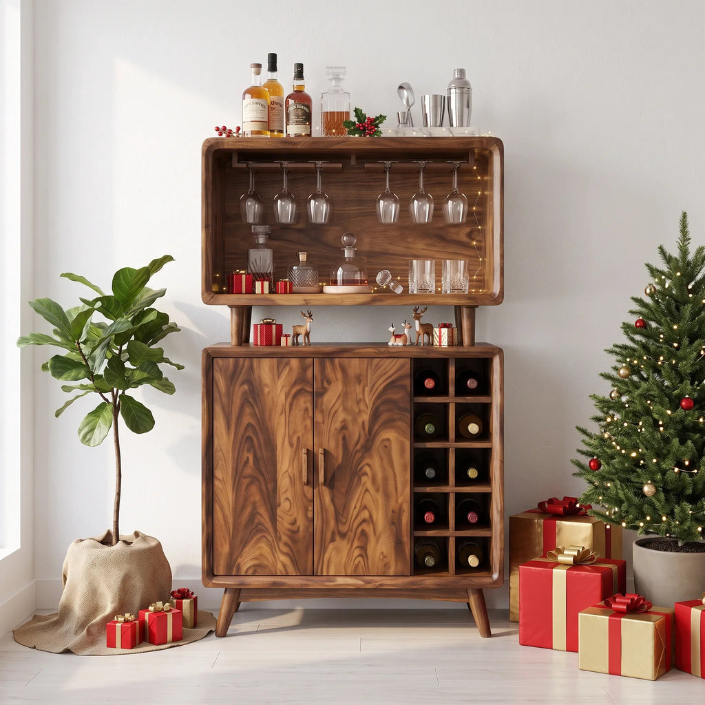 Mid Century Xmas Bar Cabinet Family Living Room