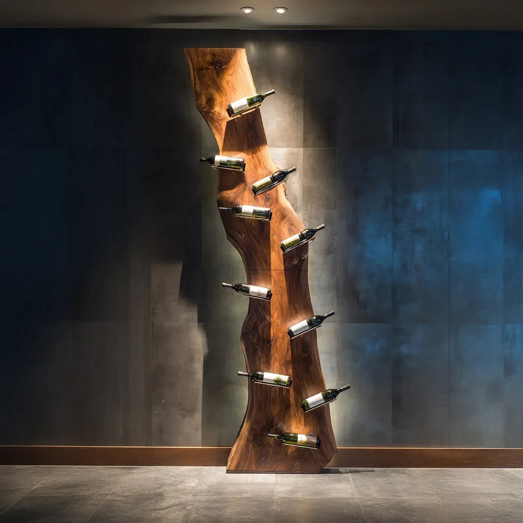 Modern Live Edge Wine Rack For Home Bar