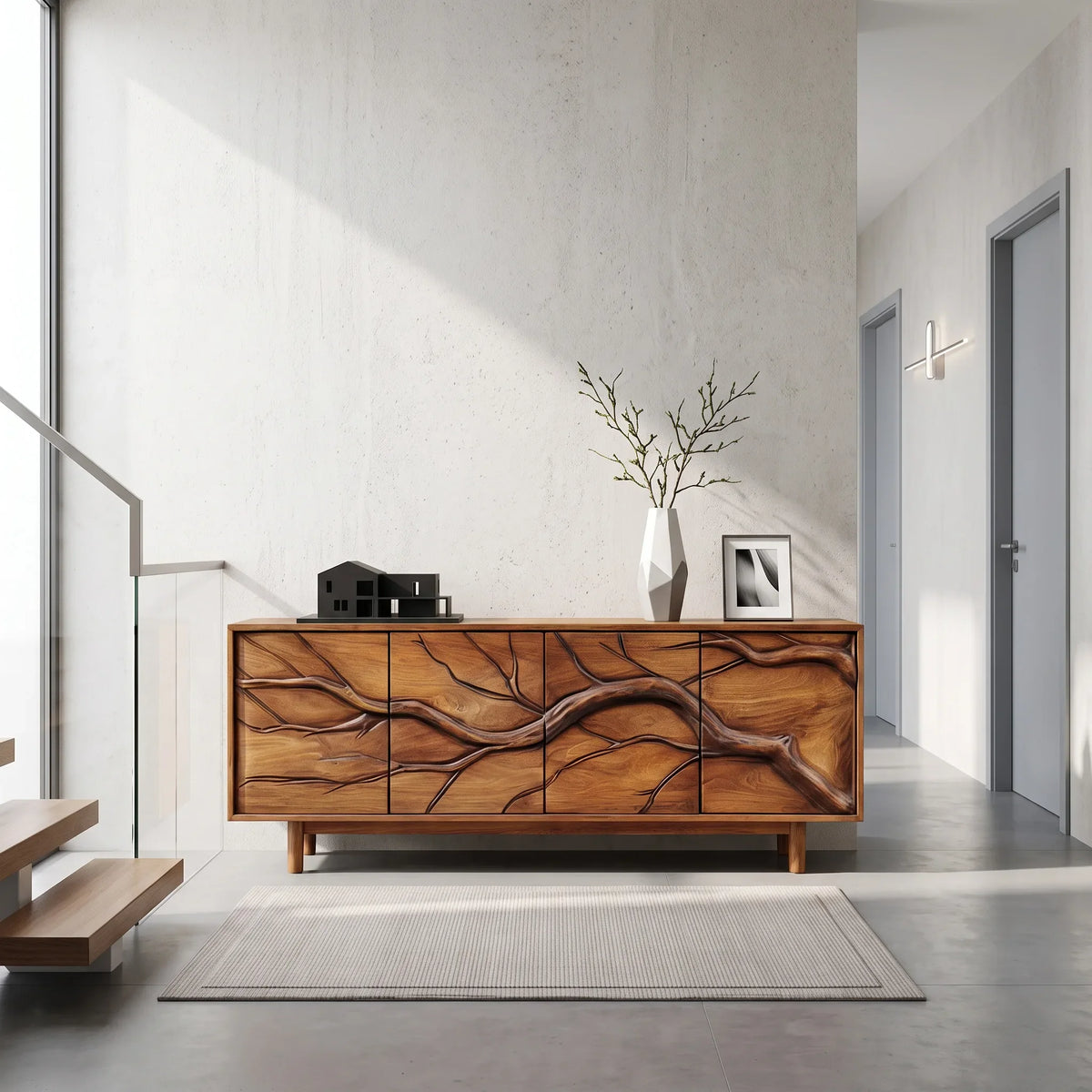 Modern Branch Carved Sideboard For Dining Area