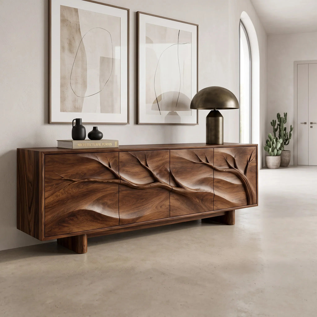 Contemporary Branch Carved Sideboard For Dining Room