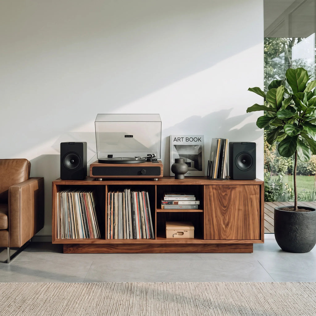 Minimalist Wooden Record Player Cabinet For Living Room