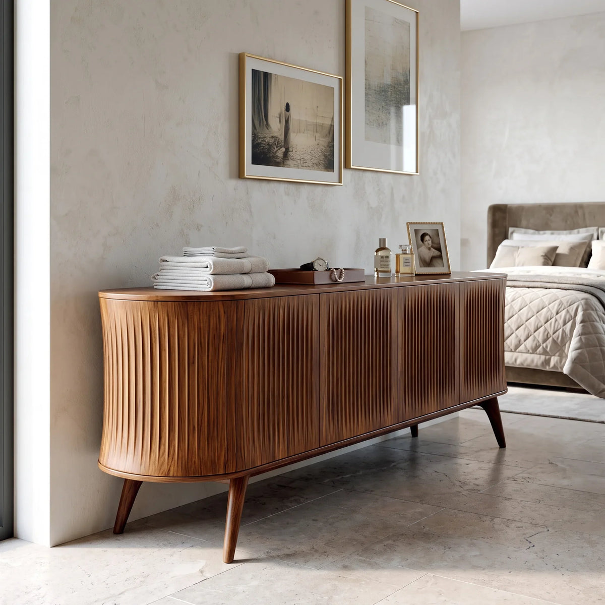 Contemporary Fluted Sideboard For Dining Room