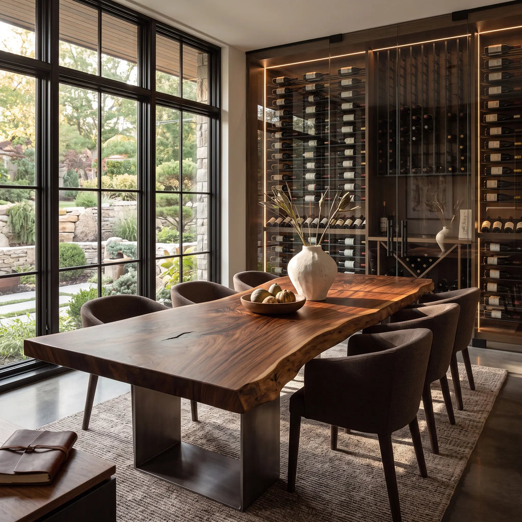 Rustic Live Edge Wood Dining Table For Dining Room