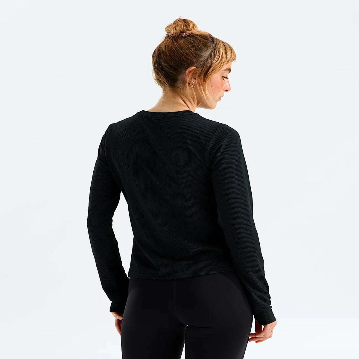 Women's Ribbed Long-Sleeve T-Shirt - Black