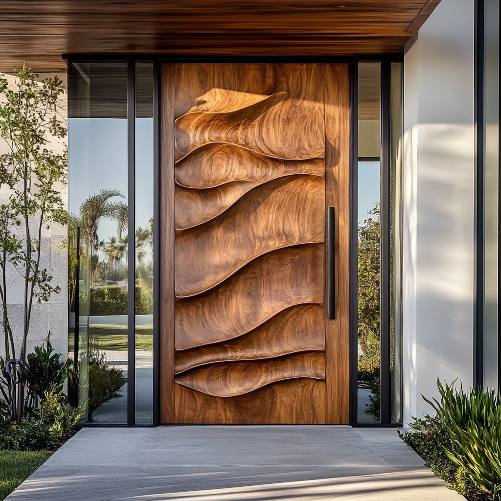 Arvexa Sculpted Solid Wood Rectangular Single Door