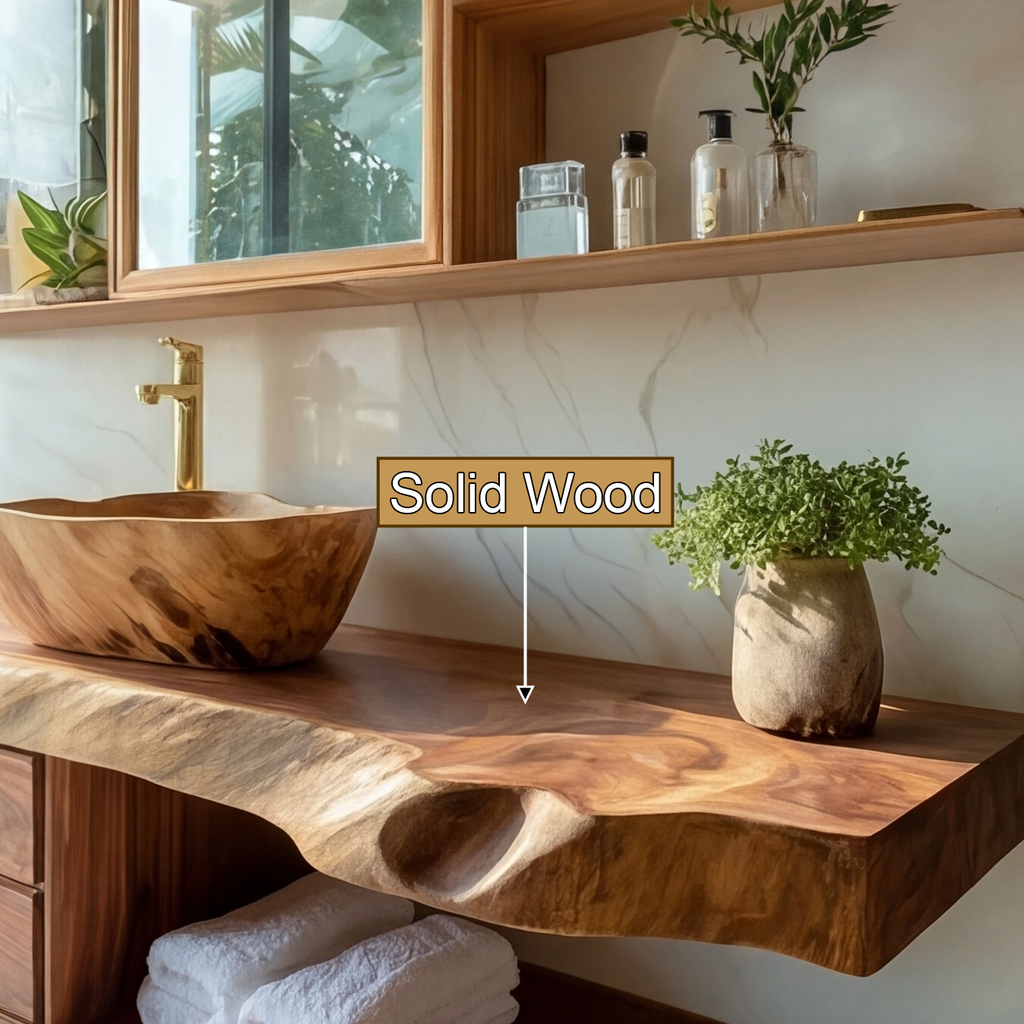 Aurelin Shore Live Edge Floating Bathroom Vanity With Drawers