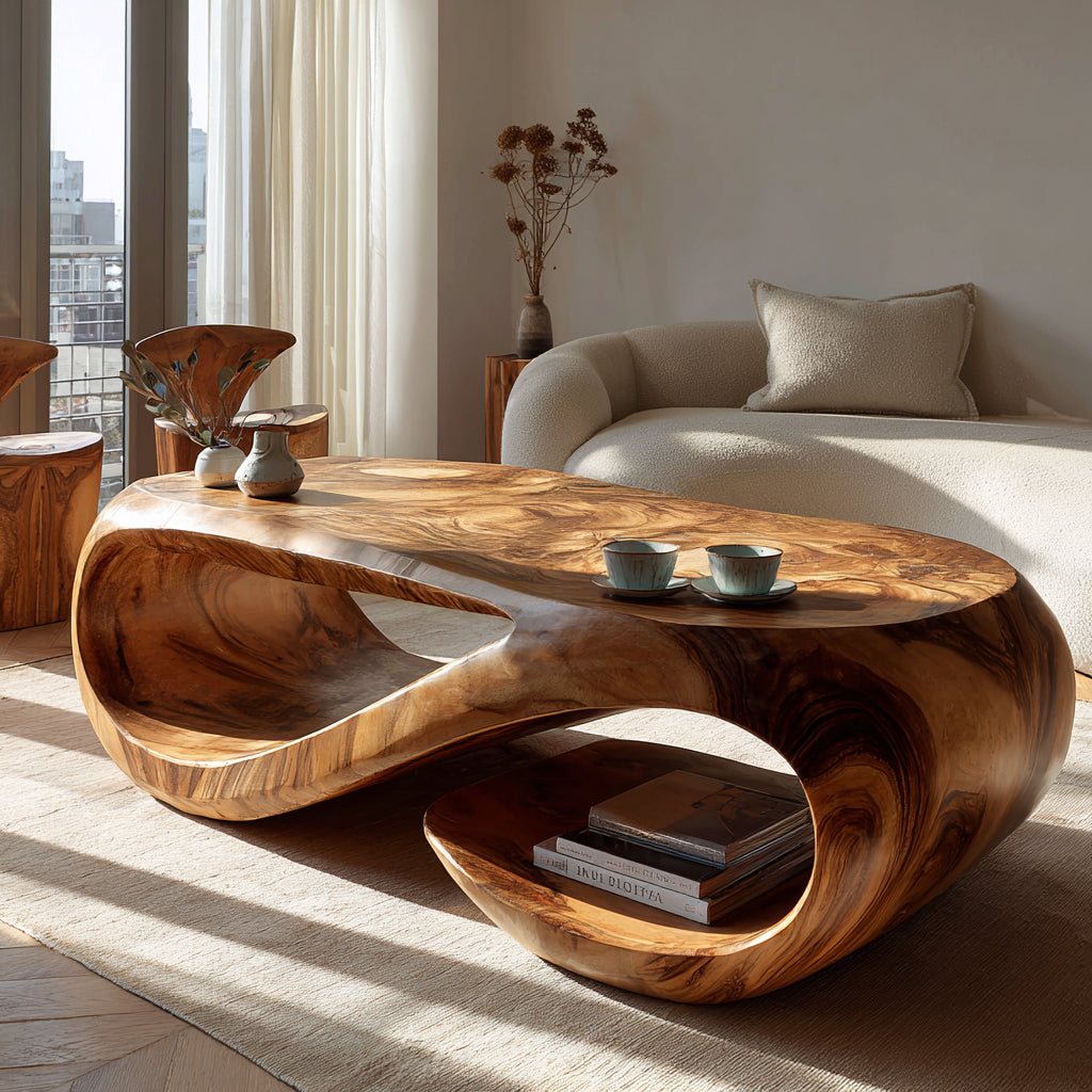 Flowloop Sculpted Solid Wood Coffee Table