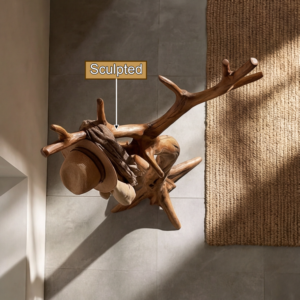 Lunareth Sculpted Solid Wood Tree Coat Rack