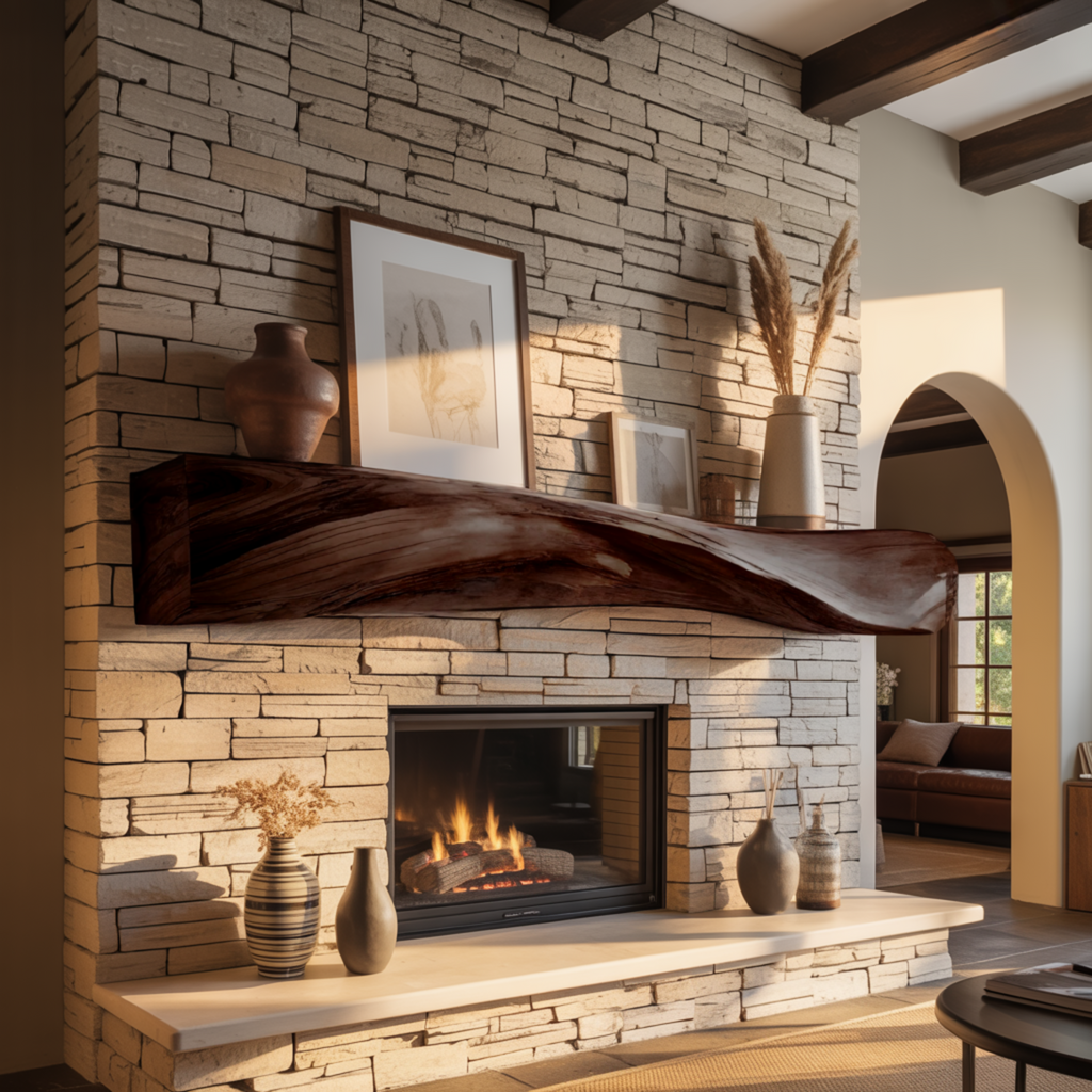 Lunor Waveform Solid Wood Fireplace Mantel Shelf