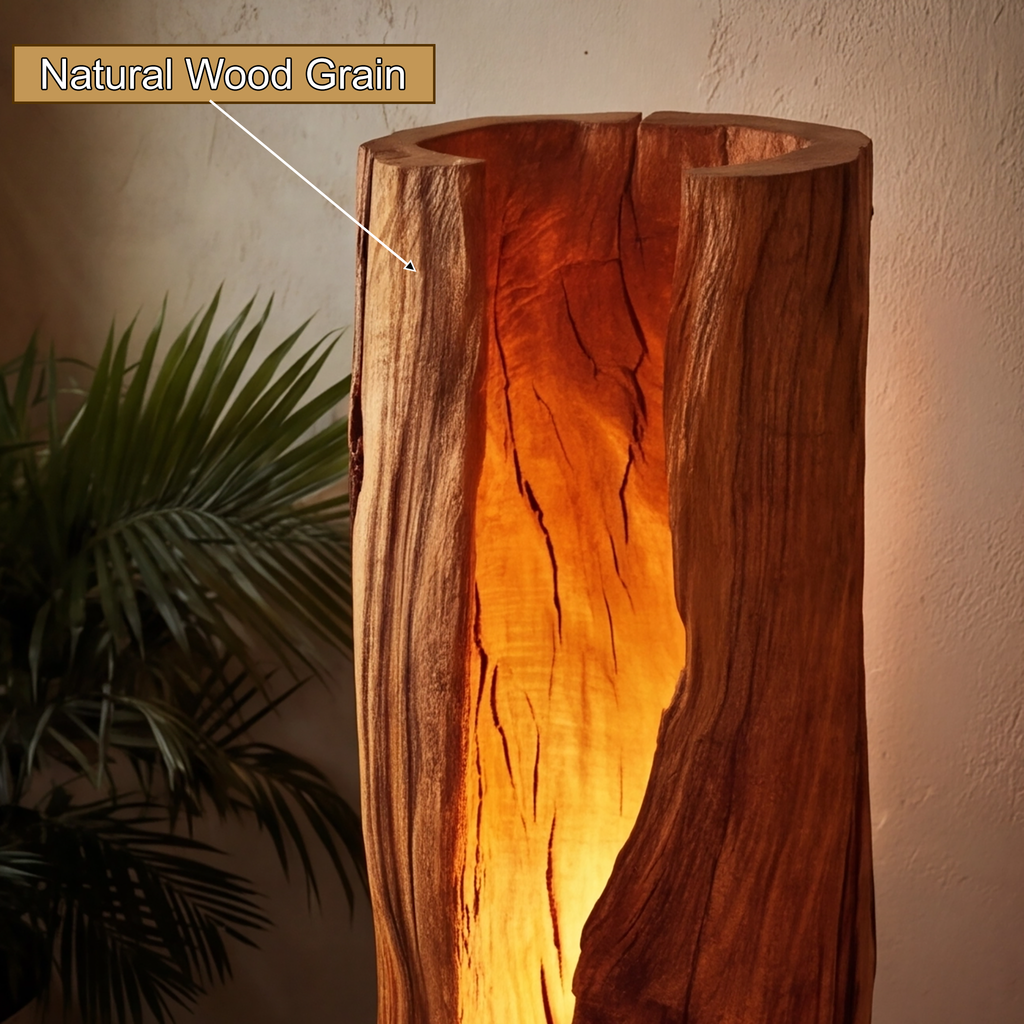 Solvaryn Sculpted Live Edge Integrated LED Wood Floor Lamp