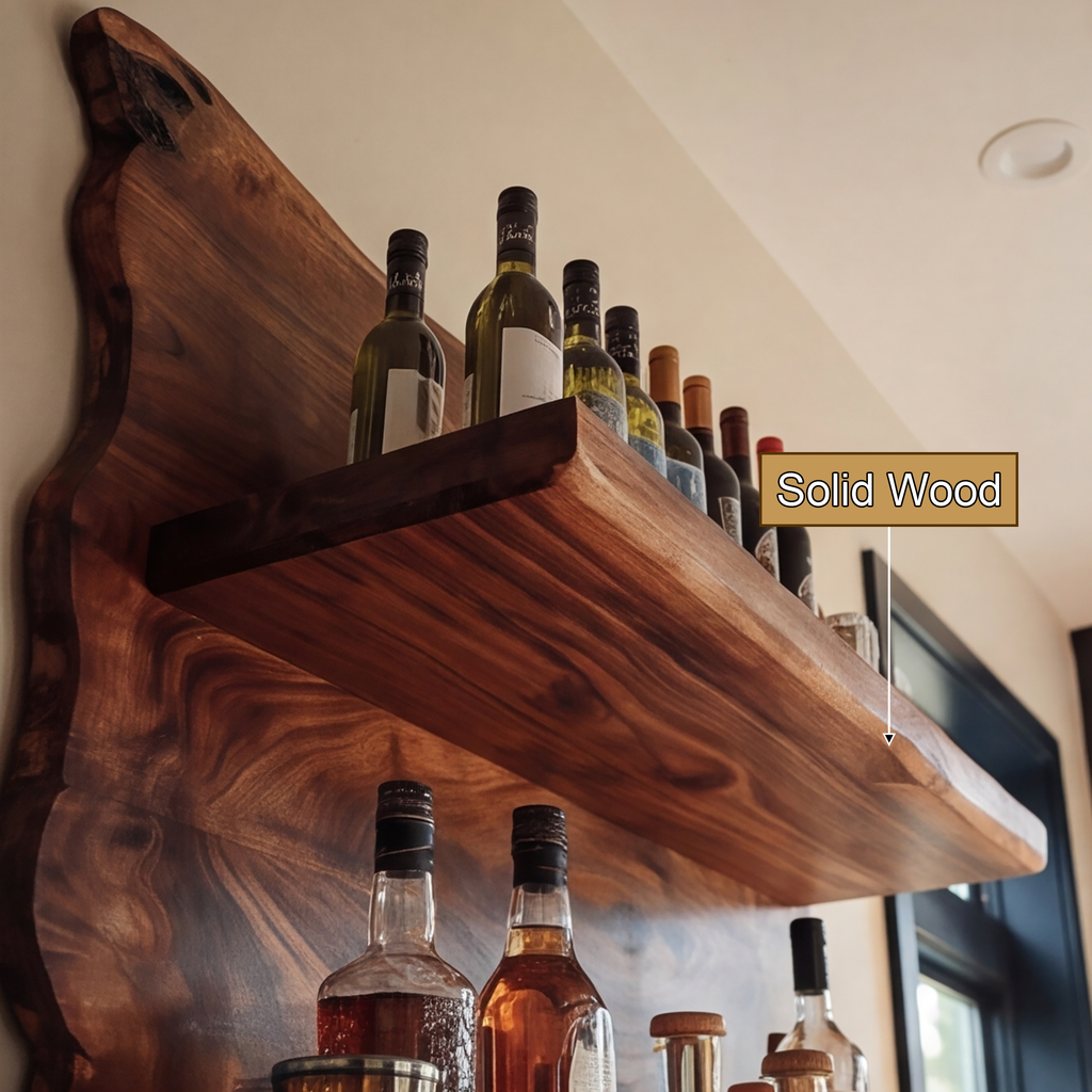 Thornmere Live Edge Handcrafted Floating Wine Shelf SPA623534