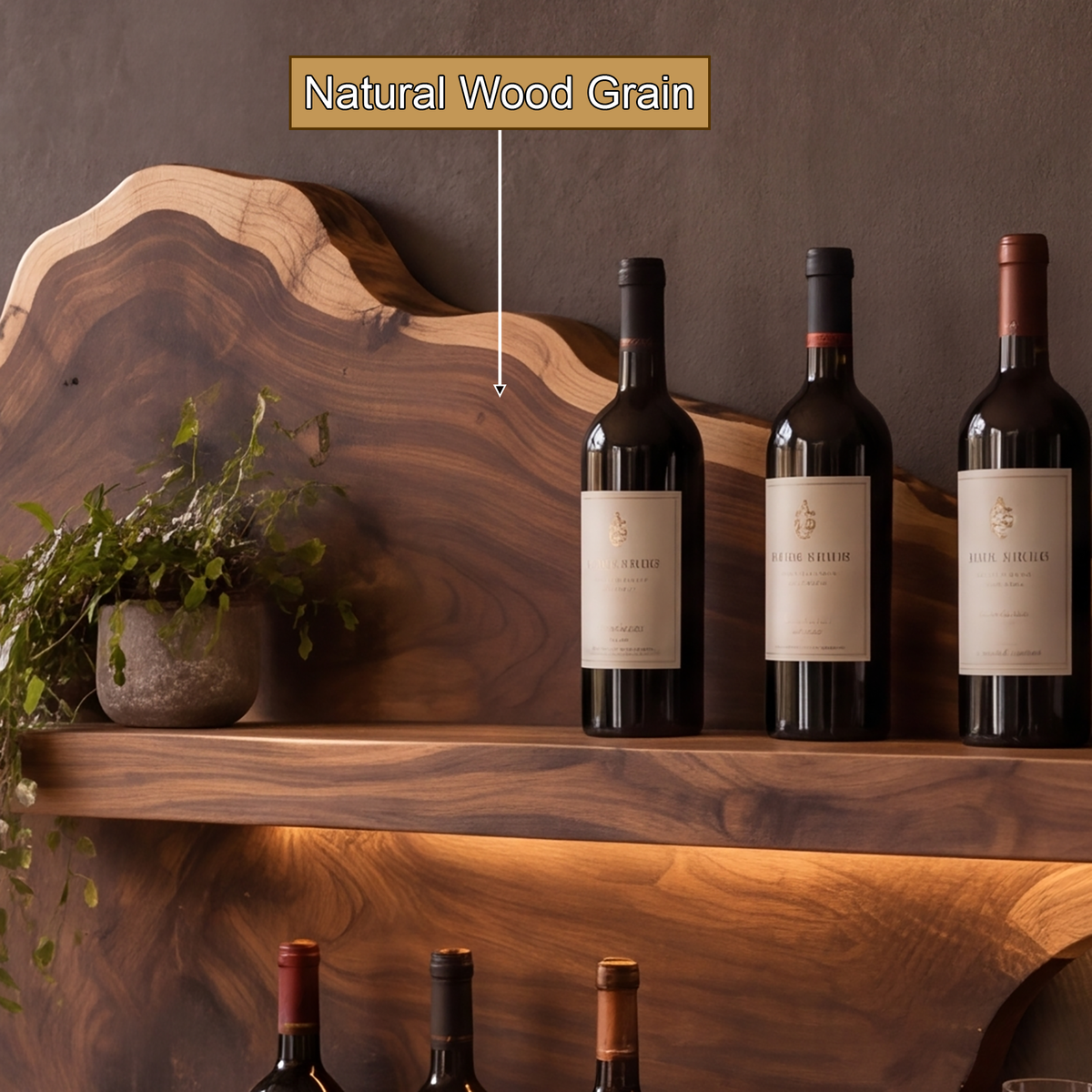 Sylelune Live Edge Handcrafted Floating Wine Shelf