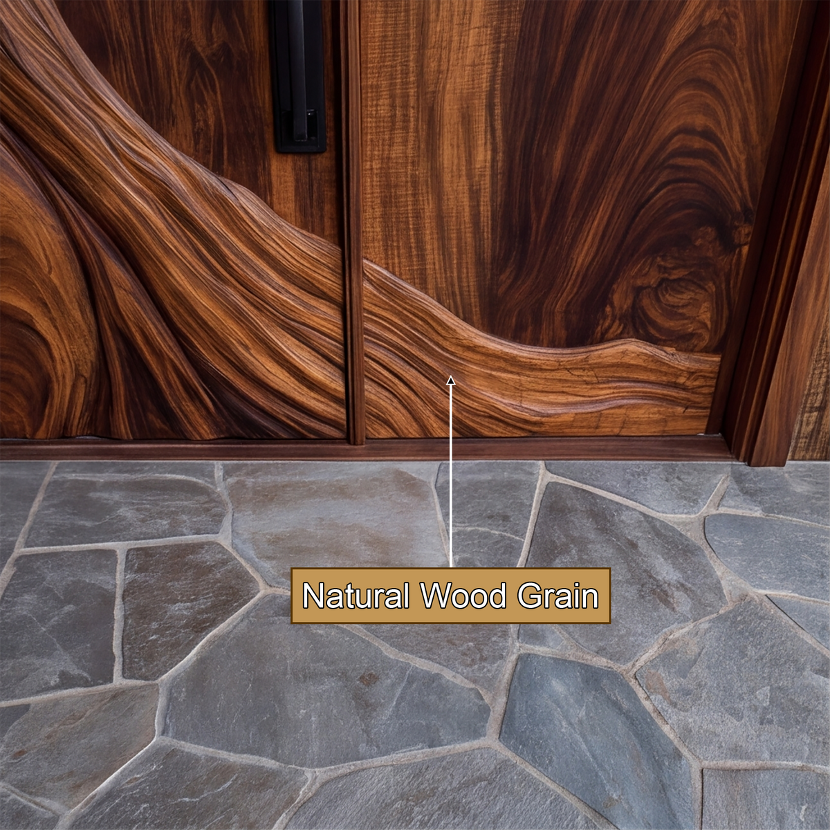 Aurelthorn Sculpted Solid Wood Single Door With Panel