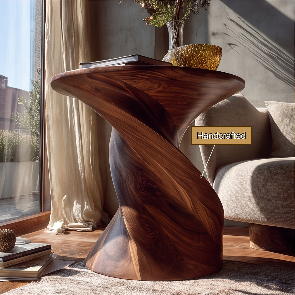 Lunara Sculpted Solid Wood Side Table