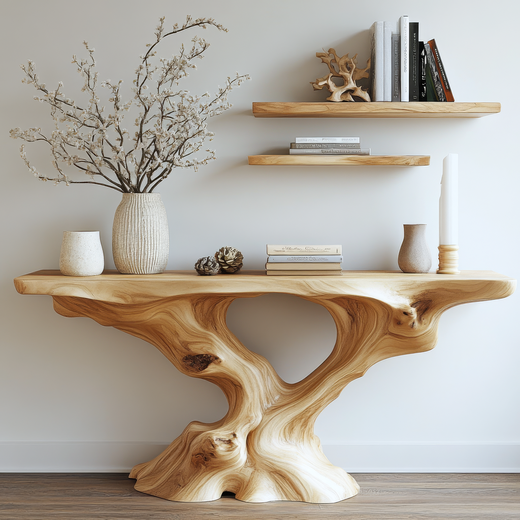 Vaelthorn Sculpted Solid Wood Console Table
