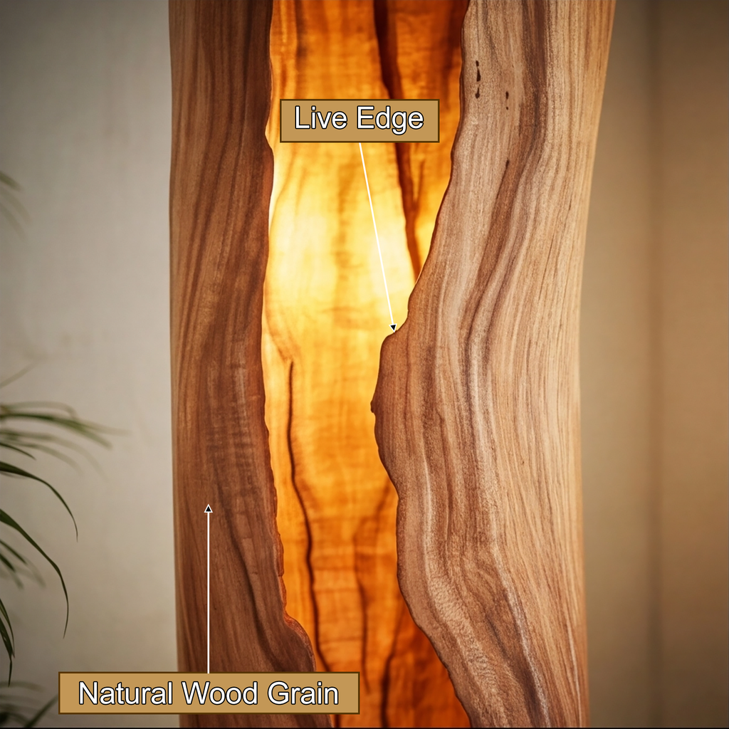 Velarith Sculpted Live Edge Integrated LED Wood Floor Lamp
