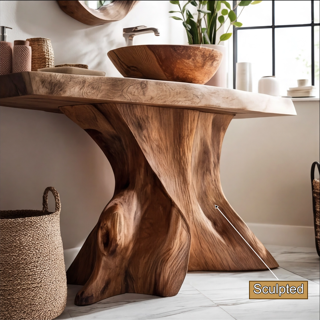 Velthora Rootform Solid Wood Freestanding Bathroom Vanity SPA576801
