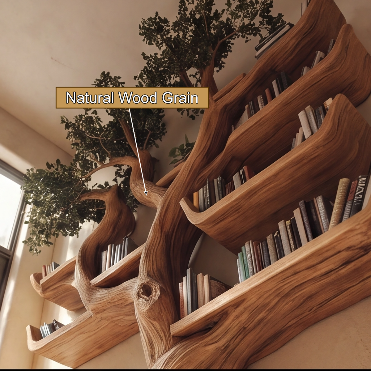 Verdantris Sculpted Solid Wood Tree Bookshelf