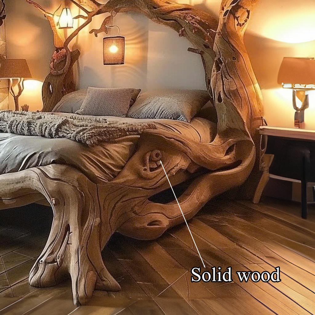 Rustic Solid Wood Bed Frame Queen Bed Vintage Housewarming Gift ...