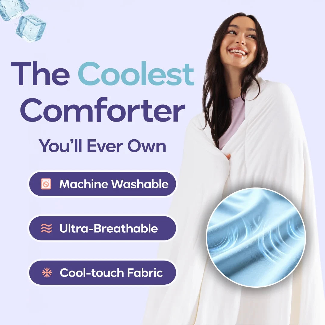 Cooling Comforter, 2 Pillows and Eye Mask Set