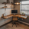 Modern Live Edge Corner Desk With Floating Wood Design For Home Office