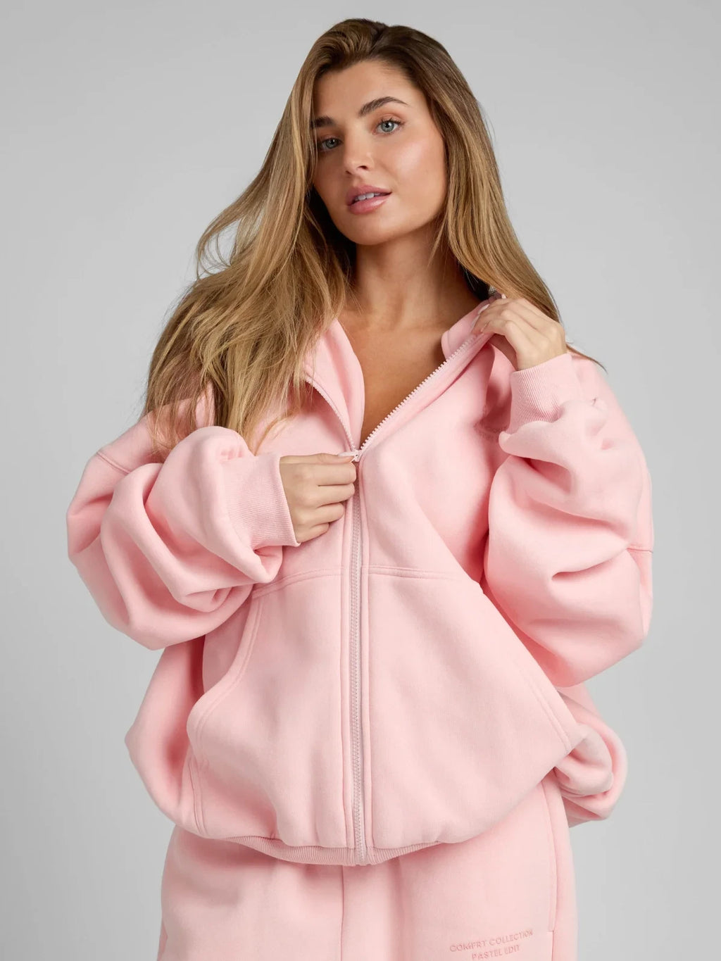 Zip-Front Hoodie - Bubblegum