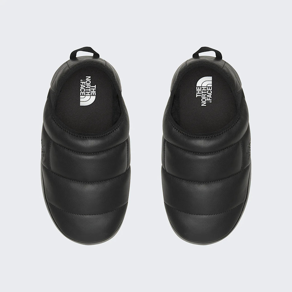 Leather Insulated Mule Slippers - Black