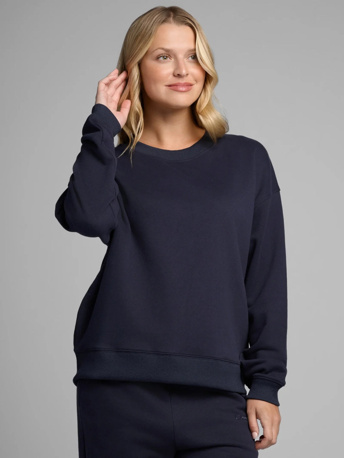 Lightweight Cropped Crewneck - Navy