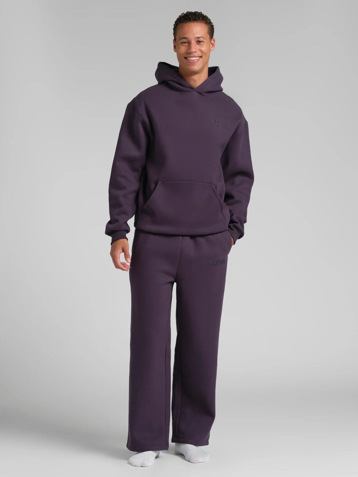 Short Inseam Straight-Leg Sweatpants - Blackberry
