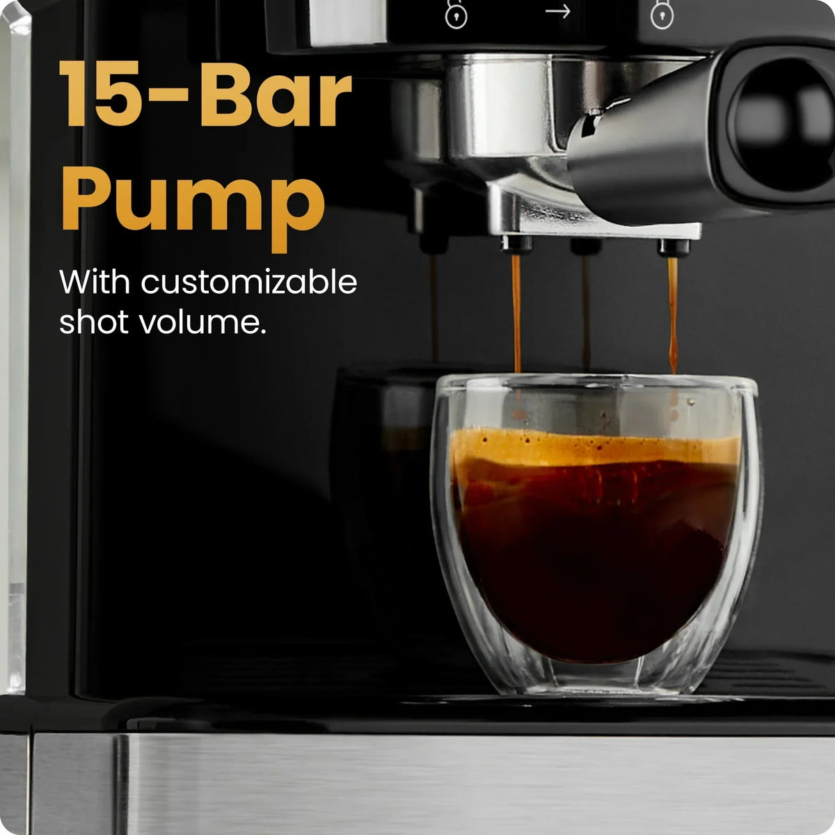 Chefman CraftBrew Espresso Machine With Steam Wand, Touch Controls, Stainless Steel - RJ54-SS-15-D