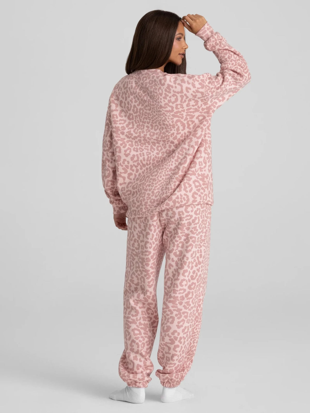 Leopard Print Jogger Sweatpants - Blush
