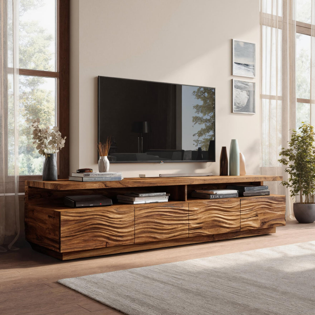 Modern TV Stand With Storage Cabinets For Living Room