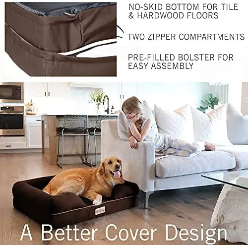 PetFusion Ultimate Orthopedic Dog Bed - Large, 50 x 40 x 13 in, 6-inch CertiPUR-US Memory Foam