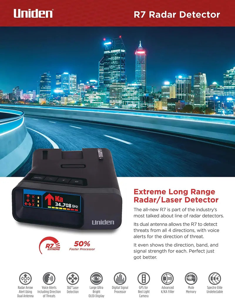Uniden Extreme Long Range Laser/Radar Detector With 360 Degree Detection And GPS Alerts