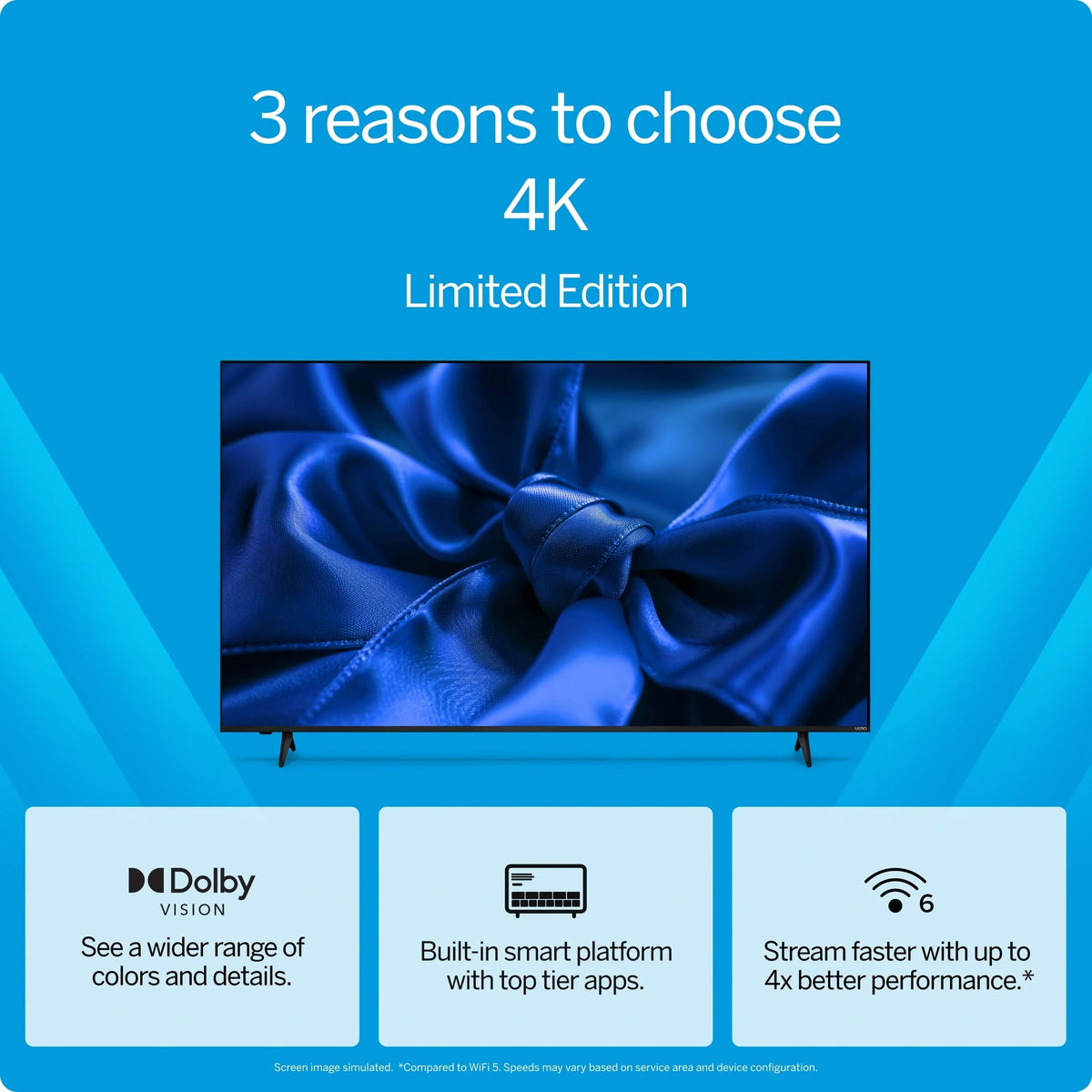 VIZIO 50 inch 4K LED HDR Smart TV With Dolby Vision, WiFi 6 And Built-In Apps - V4K50S-0809