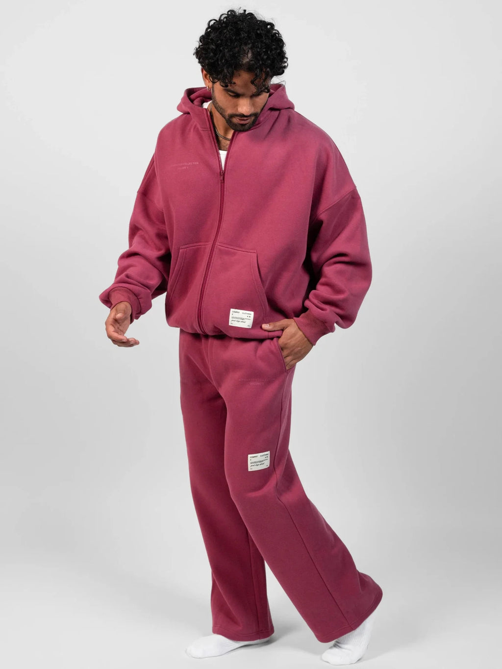 Graphic Straight-Leg Sweatpants - Berry