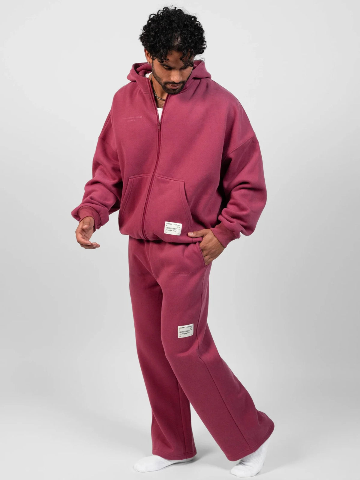 Graphic Straight-Leg Sweatpants - Berry