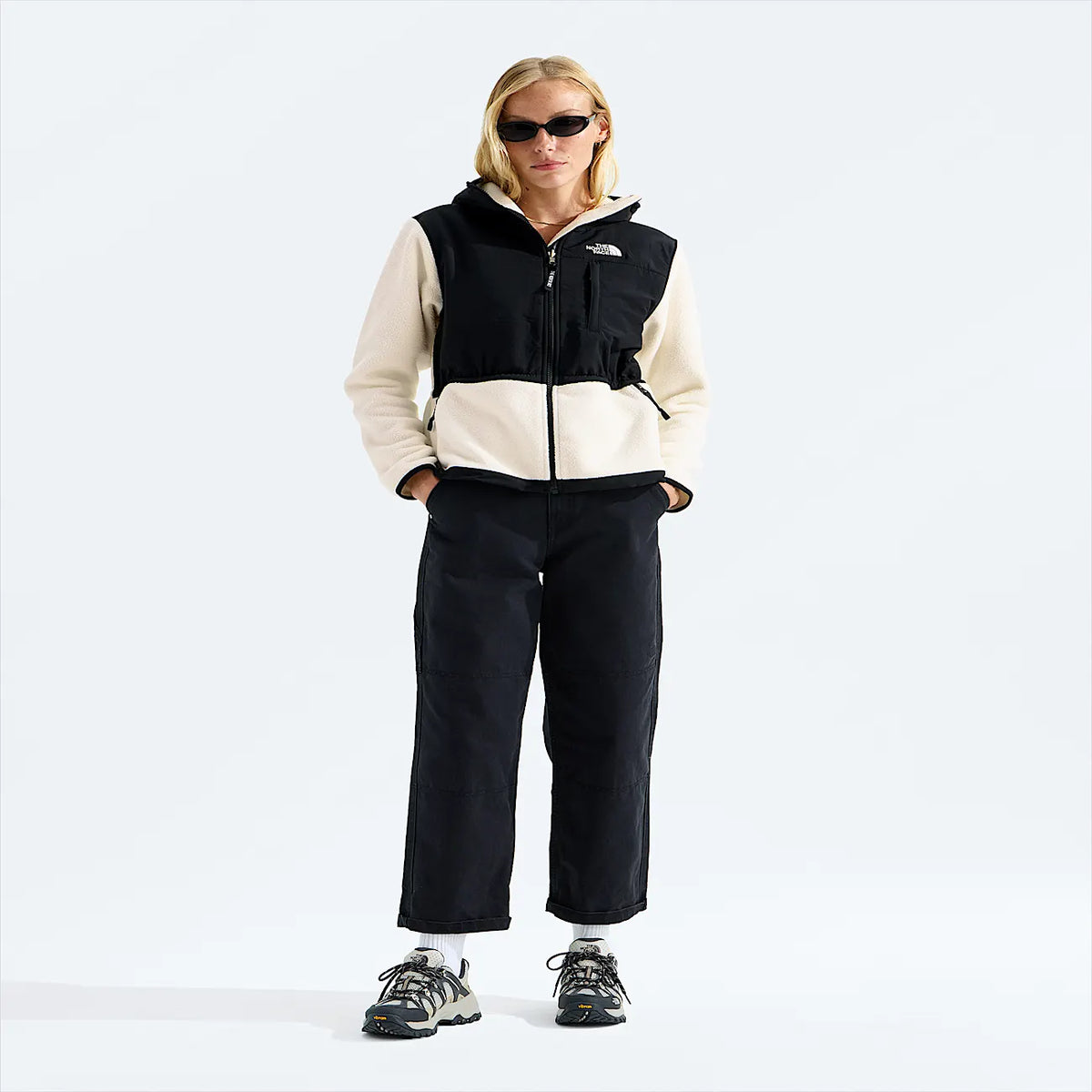 Women's Full-Zip Fleece Hoodie - White/Black