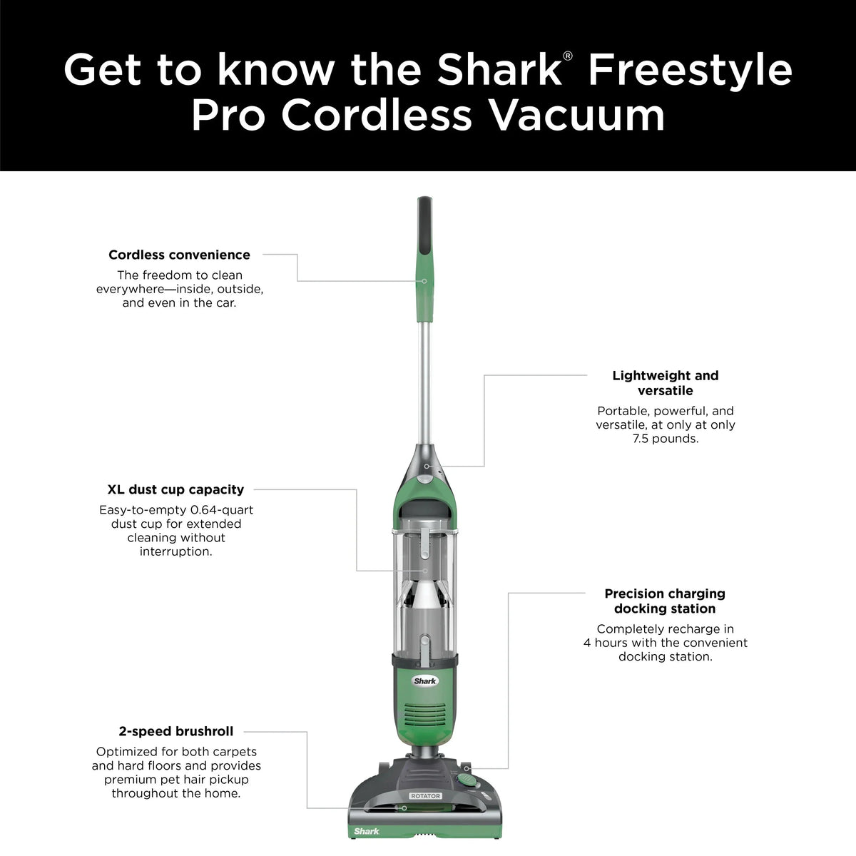 Shark Freestyle Pro Cordless Upright Vacuum With Precision Charging Dock - SV1114