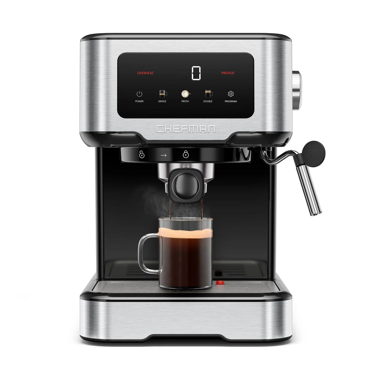 Chefman CraftBrew Espresso Machine With Steam Wand, Touch Controls, Stainless Steel - RJ54-SS-15-D