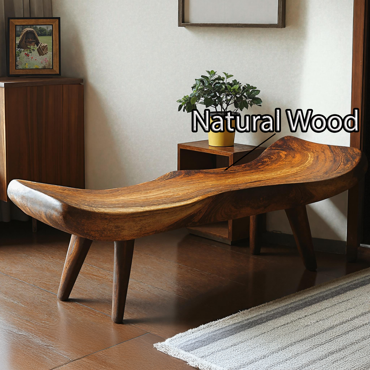 Rustic Wooden Bench With Simple Design For Home Comfort