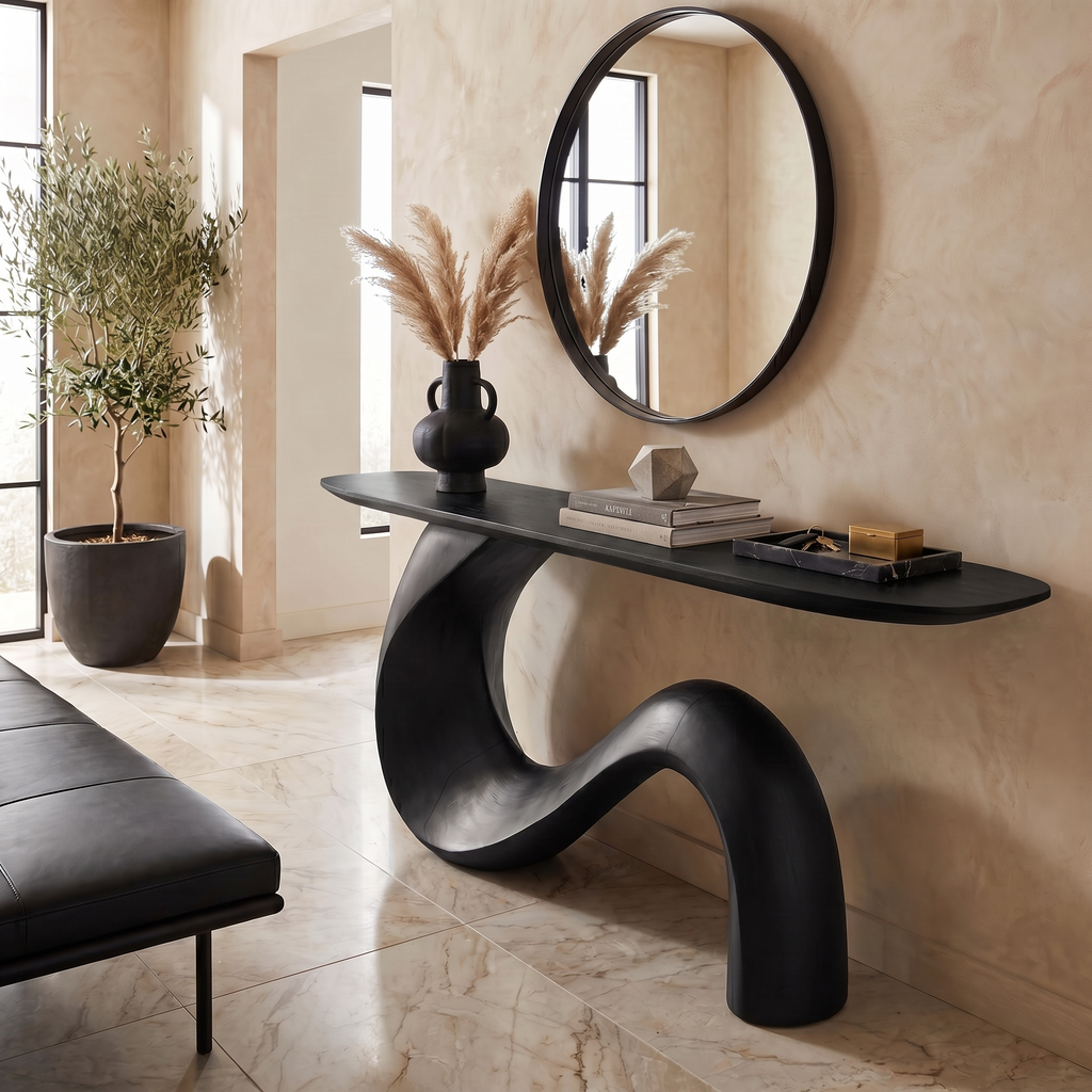 Midcentury Sculptural Console Table Entryway