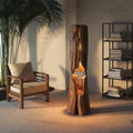 Rustic Hollowed Log Floor Lamp For Lighting In Living Room Bedroom And Office