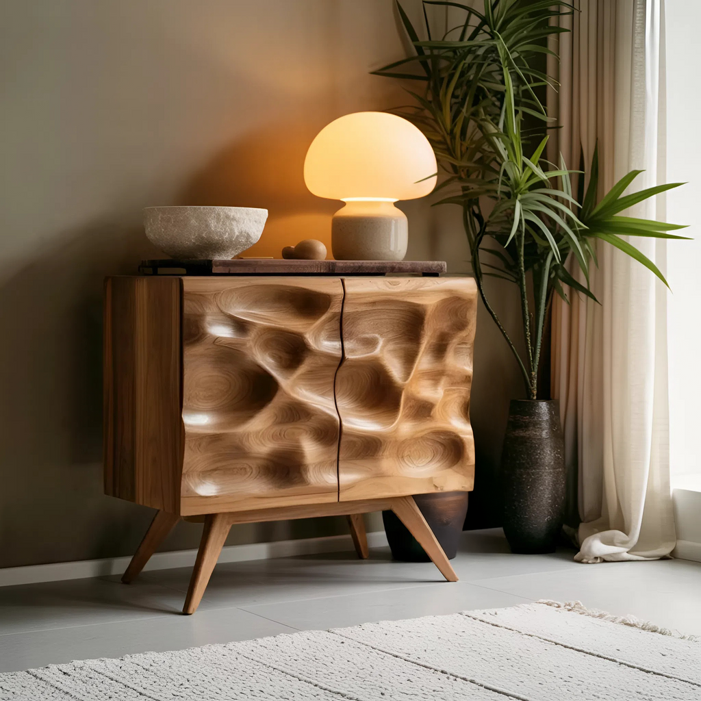 Contemporary Sculptural Storage Dresser For Living Room