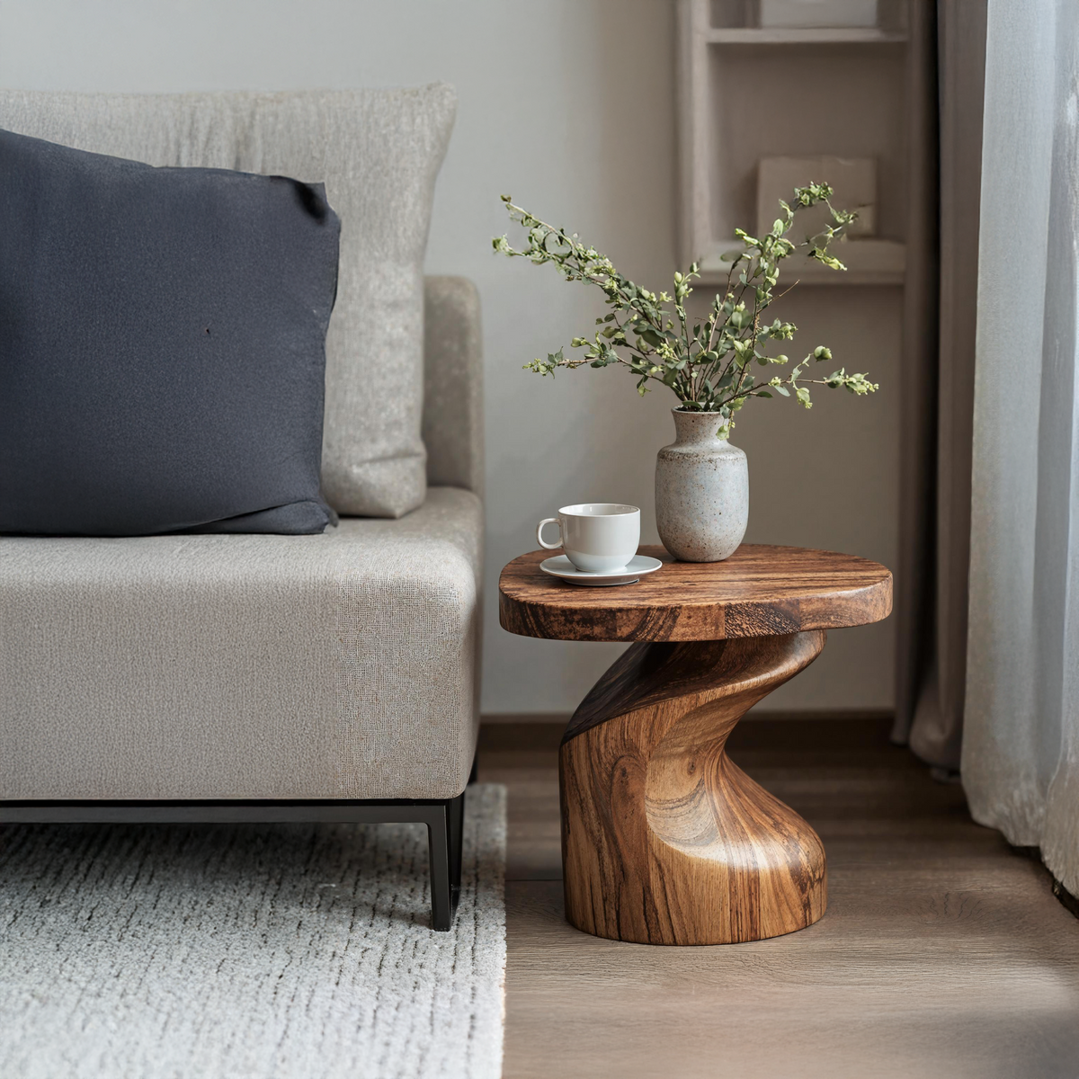 Handcrafted Wood End Table For Natural And Cozy Touch